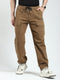 Men Brown Solid Straight Fit Cargo