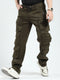 Men Olive Solid Straight Fit Cargo
