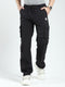 Men Black Solid Straight Fit Cargo