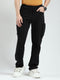 Men Black Solid Straight Fit Cargo
