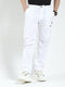 Men White Solid Regular Fit Cargo