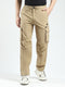 Men Khaki Solid Regular Fit Cargo