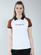 Women White Printed Collar Half Sleeve T-Shirt