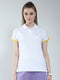 Women White Solid Collar Half Sleeve T-Shirt