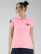 Women Pink Solid Collar Half Sleeve T-Shirt