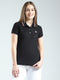 Women Black Solid Collar Half Sleeve T-Shirt
