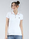 Women White Solid Collar Half Sleeve T-Shirt