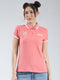 Women Coral Printed Collar Half Sleeve T-Shirt