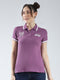 Women Purple Printed Collar Half Sleeve T-Shirt