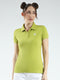 Women Green Solid Collar Half Sleeve T-Shirt