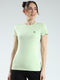 Women Green Solid Round Neck Half Sleeve Top