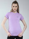 Women Purple Solid Round Neck Half Sleeve Top