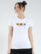 Women White Printed Round Neck Half Sleeve Top