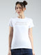 Women White Solid Round Neck Half Sleeve Top