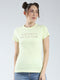 Women Yellow Printed Round Neck Half Sleeve Top