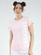 Women Pink Printed Round Neck Half Sleeve Top