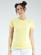 Women Yellow Printed Round Neck Half Sleeve Top