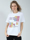 Women White Printed Round Neck Half Sleeve Top