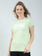 Women Green Printed Round Neck Half Sleeve Top