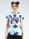 Women Blue Printed Round Neck Half Sleeve Top