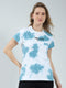 Women Blue Printed Round Neck Half Sleeve Top