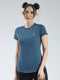 Women Teal Blue Solid Round Neck Half Sleeve Top