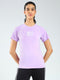 Women Purple Printed Round Neck Half Sleeve Top