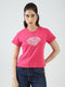 Women Pink Printed Round Neck Half Sleeve Top
