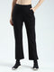 Women Black Solid Regular Fit Pant