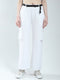Women White Self Design Regular Fit Lower