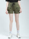Women Green Solid Regular Fit Shorts