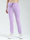 Women Purple Solid Regular Fit Lower