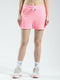 Women Pink Solid Regular Fit Shorts