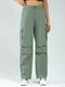 Women Green Solid Straight Fit Cargo