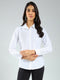 Women White Solid Collar Full Sleeve Shirt