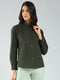 Women Olive Solid Collar Full Sleeve Shirt