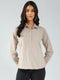 Women Beige Solid Collar Full Sleeve Shirt