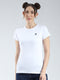 Women White Solid Round Neck Half Sleeve Top