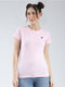 Women Pink Solid Round Neck Half Sleeve Top