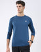 Men Blue Solid Round Neck Full Sleeve T-Shirt
