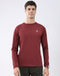 Men Maroon Solid Round Neck Full Sleeve T-Shirt