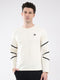 Men Off White Solid Round Neck Full Sleeve Winter T-Shirt