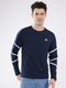 Men Navy Blue Solid Round Neck Full Sleeve Winter T-Shirt