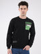 Men Black Printed Round Neck Full Sleeve Sweatshirt