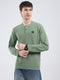 Men Green Solid Round Neck Full Sleeve Winter T-Shirt