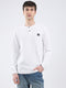 Men White Solid Round Neck Full Sleeve Winter T-Shirt