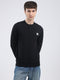 Men Black Solid Round Neck Full Sleeve Winter T-Shirt