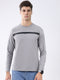 Men Grey Solid Round Neck Full Sleeve Winter T-Shirt