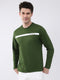 Men Green Solid Round Neck Full Sleeve Winter T-Shirt