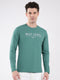Men Green Printed Round Neck Full Sleeve Winter T-Shirt
